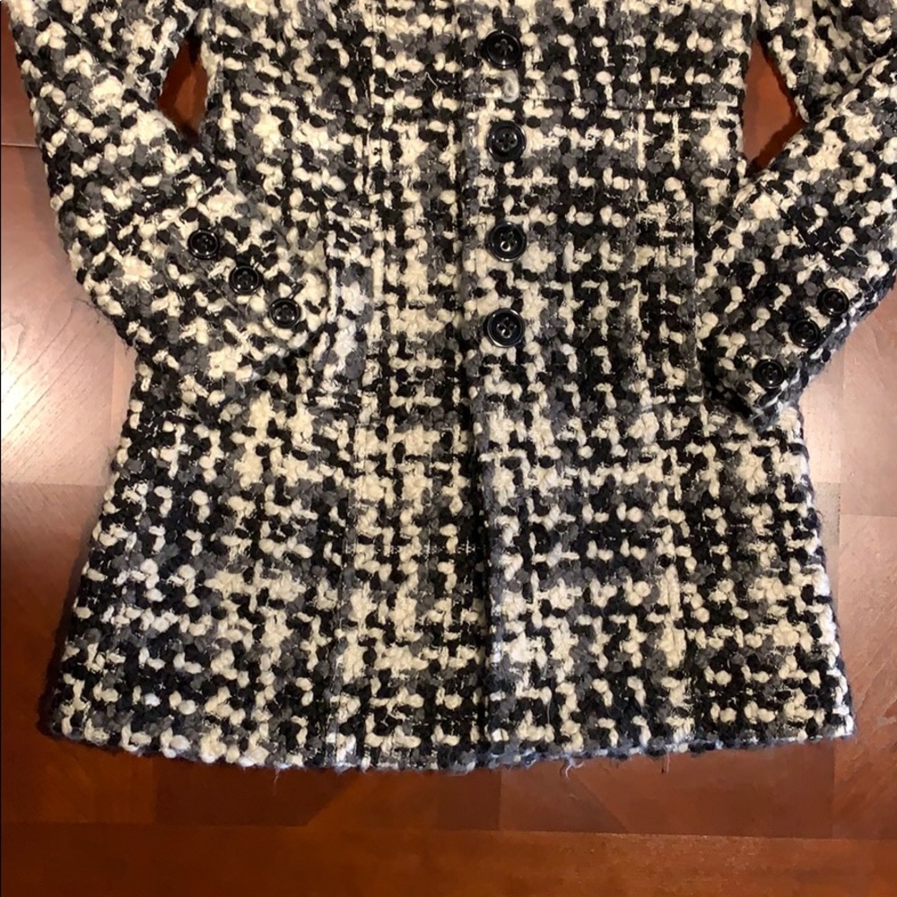 Black White Gray Wool Coat
